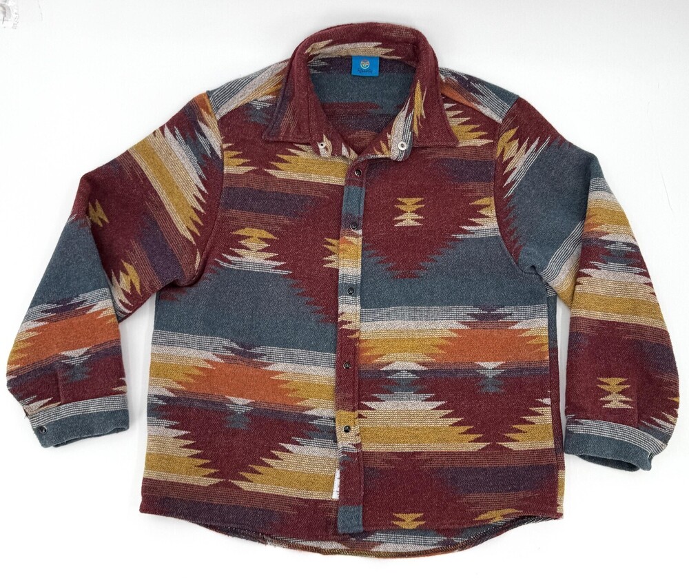RFantasy Jacket Multicolor Southwestern Aztec Snap Buttons Shacket Boho Tribal